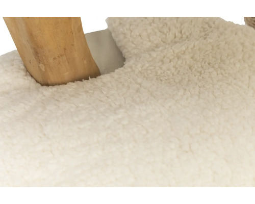 Vue détaillée d''un tabouret avec pied en bois et revêtement en fourrure