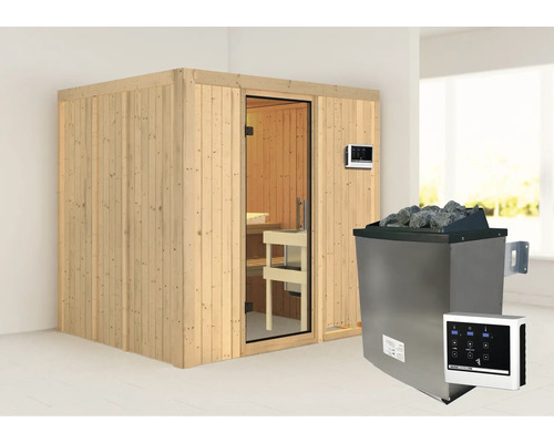 Sauna avec poêle et commande