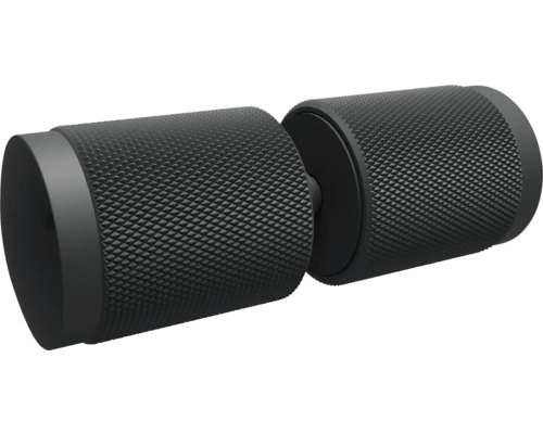 Schwarzer Türknauf mit Rändelung für besseren Halt