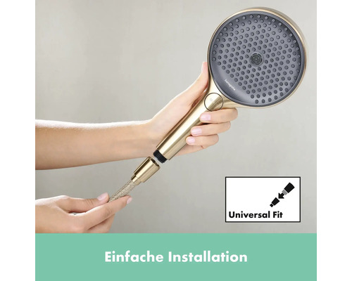 Handbrause mit Brauseschlauch und Universal Fit Symbol für einfache Installation