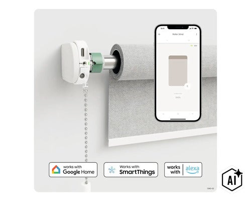Smarter Rollomotor zur Nachrüstung mit App Steuerung und Kompatibilität zu Google Home, SmartThings und Alexa (Image AI modified or generated)