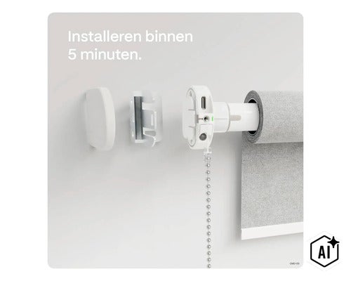 Montageanleitung für einen elektrischen Rolloantrieb mit Wandhalterung und Montagezubehör zur schnellen Installation. (Image AI modified or generated)