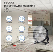Ventilateur industriel Be Cool 75 centimètres avec puissance de 300 watts et bouton rotatif dans la pièce