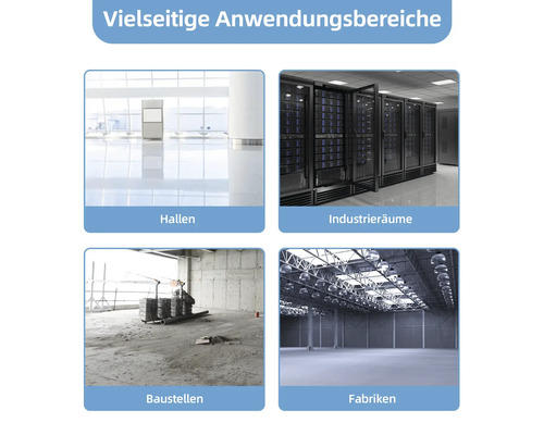 Domaines d''application : halls, locaux industriels, chantiers et usines.