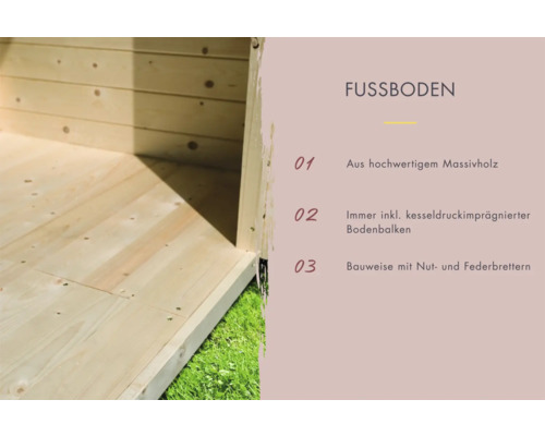 Boden aus Massivholz für ein Gartenhaus