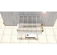 Ansicht von oben einer Terrassenüberdachung mit Polycarbonatplatten und Aluminiumrahmen