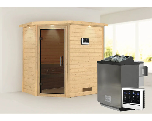Sauna mit Saunaofen und Steuerung