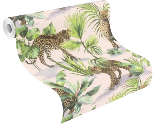 Tapetenrolle mit Leoparden- und Pflanzenmuster