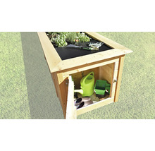 Jardinière surélevée en bois avec compartiment de rangement pour outils de jardin, arrosoir et chaussures