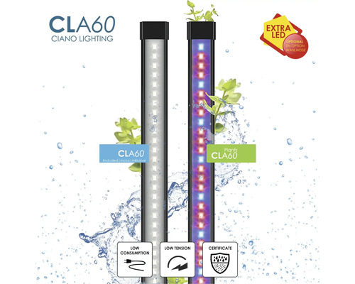 Deux lampes d''aquarium Ciano Lighting CLA60, une lampe standard et une lampe pour plantes
