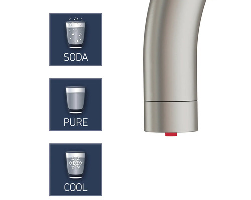 Robinet avec options d''eau gazeuse, d''eau pure et d''eau fraîche