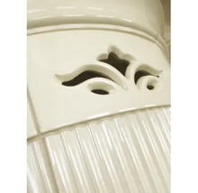 Detailansicht eines Kaminofens mit floralem Dekor