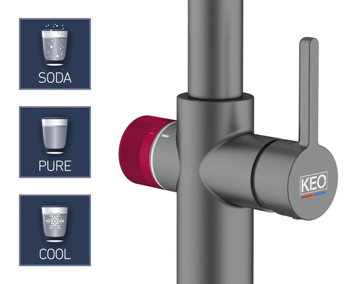 Robinet KEO pour eau gazeuse, eau pure et eau fraîche