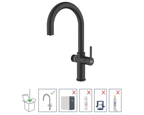 Robinet de cuisine noir à utiliser avec un refroidisseur d''eau