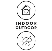 Symbole pour intérieur et extérieur ainsi que résistance aux intempéries
