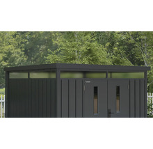 Abri de jardin en métal avec double porte et lucarnes