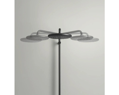 Pomme de douche au design rond sur une barre pour salle de bain