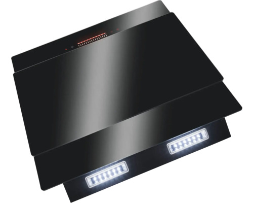 Hotte d''aspiration noire avec éclairage LED.