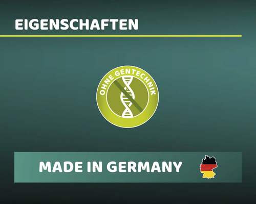 Eigenschaften: Ohne Gentechnik Siegel. Hergestellt in Deutschland.