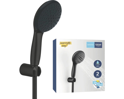 Schwarze Handbrause mit Verpackung