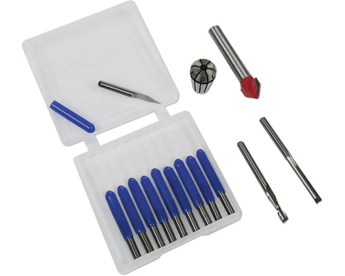 Fräser Set in Kunststoffbox mit verschiedenen Fräseraufsätzen