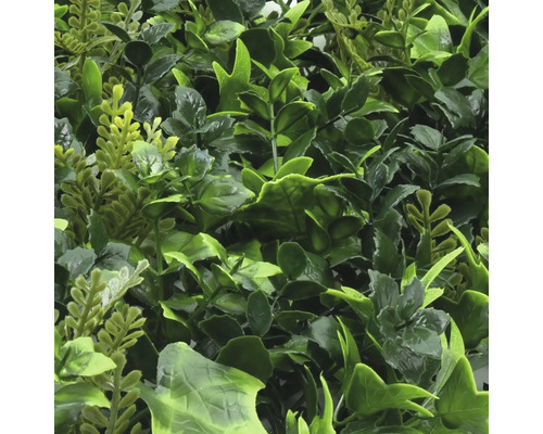 Haie artificielle avec diverses feuilles vertes