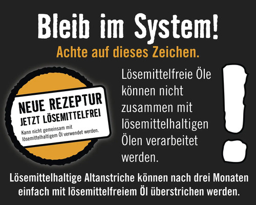 Informationen zur Verwendung von lösemittelfreien Ölen