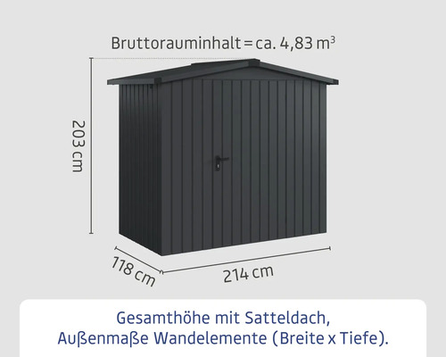 Abmessungen eines Gerätehauses mit Satteldach