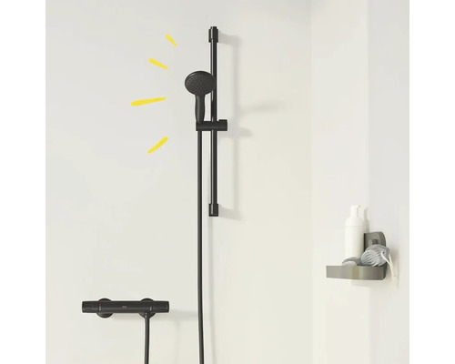 Système de douche avec douchette à main et étagère murale