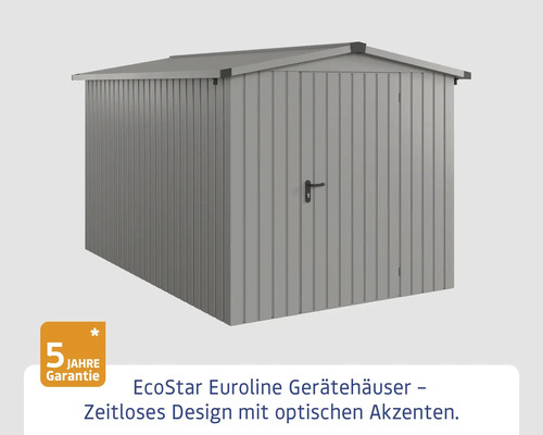 Geräteschuppen aus Metall mit Tür und Dach