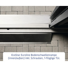 EcoStar Euroline Bodenschwellenrampe für einflügelige Tür inklusive Schrauben zur Verwendung im Innen- und Aussenbereich
