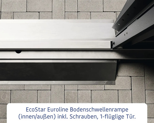 EcoStar Euroline Bodenschwellenrampe für einflügelige Tür inklusive Schrauben zur Verwendung im Innen- und Aussenbereich