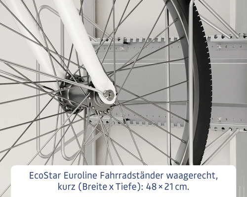 EcoStar Euroline Fahrradständer zur horizontalen Wandmontage mit Fahrrad