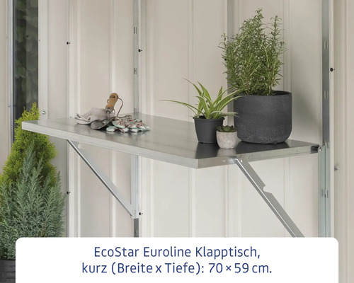 EcoStar Euroline Klapptisch mit Pflanzen und Gartengeräten
