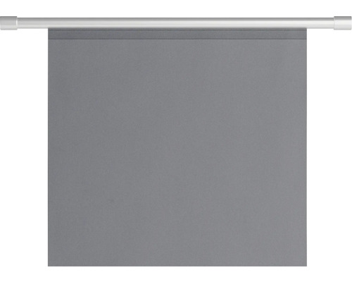 Graues Rollo mit Befestigungsstange für Fenster
