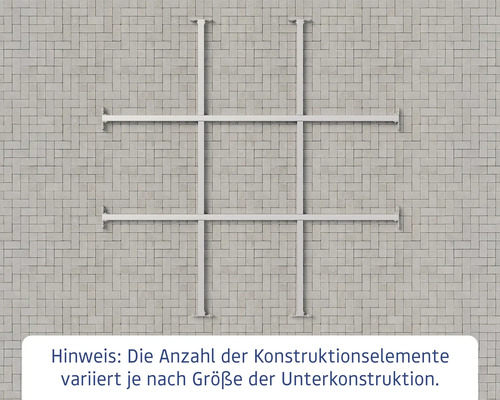 Unterkonstruktion aus Metall vor Steinwand