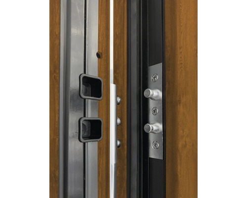 Detailansicht einer Sicherheitstür mit Mehrfachverriegelung