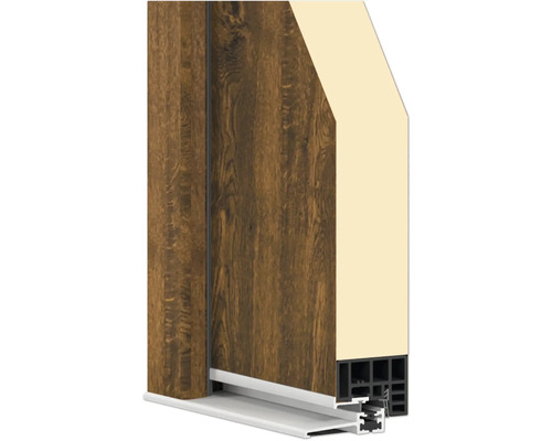 Schnittansicht einer Tür mit Holzmuster