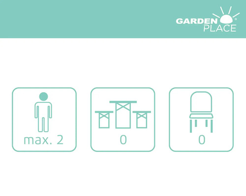 Symbole für maximale Personenzahl, Tische und Stühle