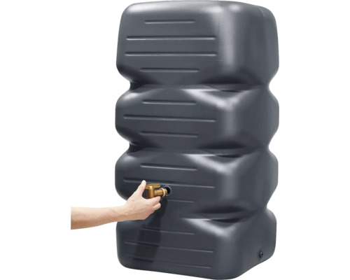 Réservoir d''eau de pluie gris avec robinet