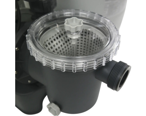 Gros plan d''un système de filtration à sable pour piscines avec couvercle transparent