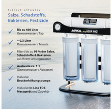 Arka myAqua 400 Installation d''osmose inverse pour le filtrage efficace des sels, des substances nocives, des bactéries et des pesticides