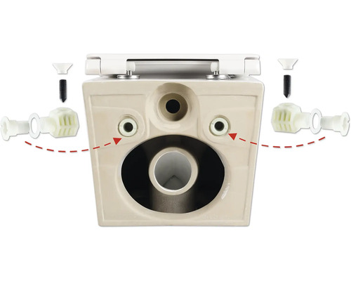 Rückseite eines Stand-WCs mit Montageelementen