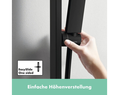 Hand, die Duschstange zur einfachen Höhenverstellung bedient