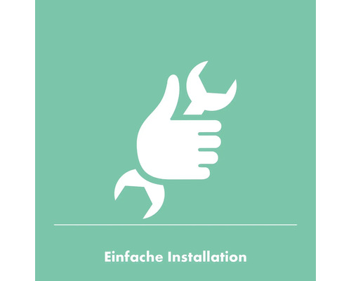 Symbol für einfache Installation mit Hand und Schraubenschlüssel