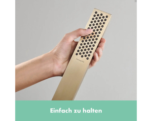 Hand hält Hansgrohe Handbrause
