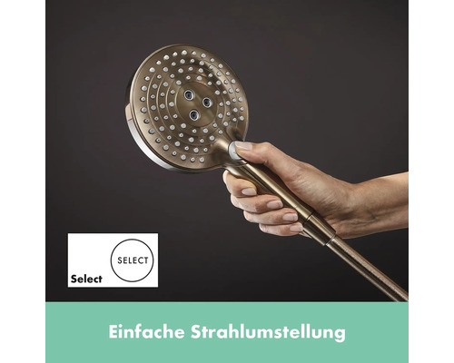 Handbrause mit verschiedenen Strahlarten und Select-Funktion