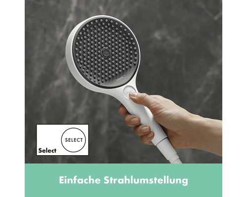 Handbrause mit Select-Funktion in der Hand