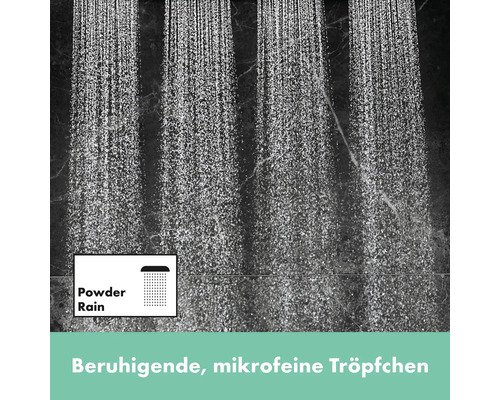 Dusche mit Powder Rain Strahlart