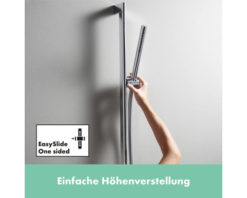 Duschset mit Handbrause und Duschstange zur einfachen Höhenverstellung.